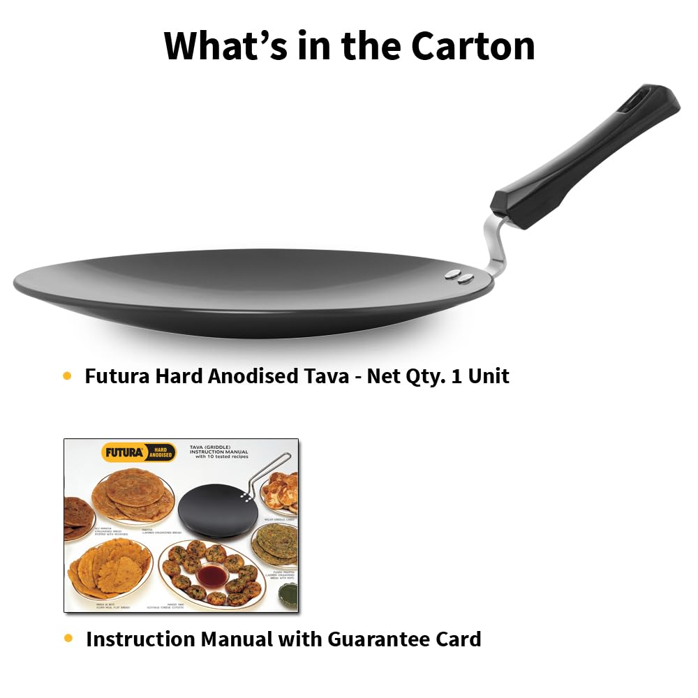 Hawkins Futura AT30P Hard Anodised Flat Tava – 30cm (12 Inch) Griddle for Dosa, Roti & Crepes