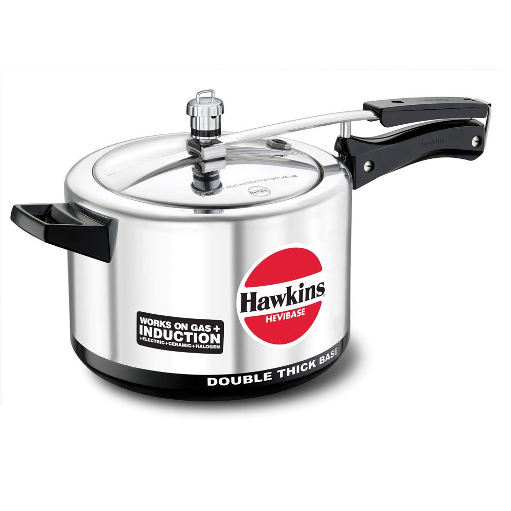 Hawkins IH50 Hevibase Aluminum Pressure Cooker 5 Liter – Induction & Gas Stove Compatible
