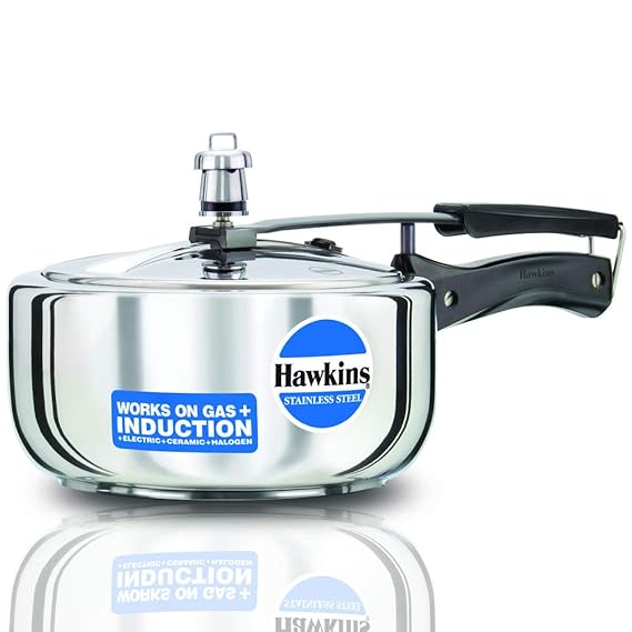 Hawkins HSS3W Stainless Steel Pressure Cooker 3 Liter – Wide Body, Induction & Gas Stove Compatible