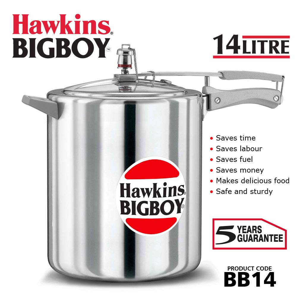 Hawkins Big Boy 14 Liter Aluminum Pressure Cooker – Large Capacity for Bulk Cooking