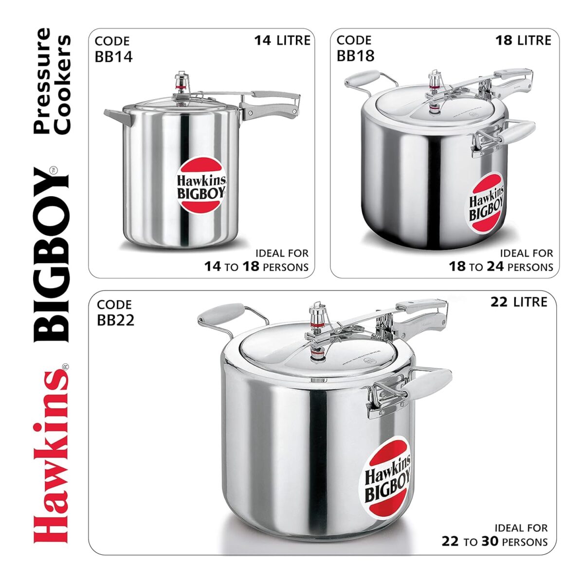 Hawkins Big Boy 18 Liter Aluminum Pressure Cooker – Extra Large Capacity for Commercial & Family Use
